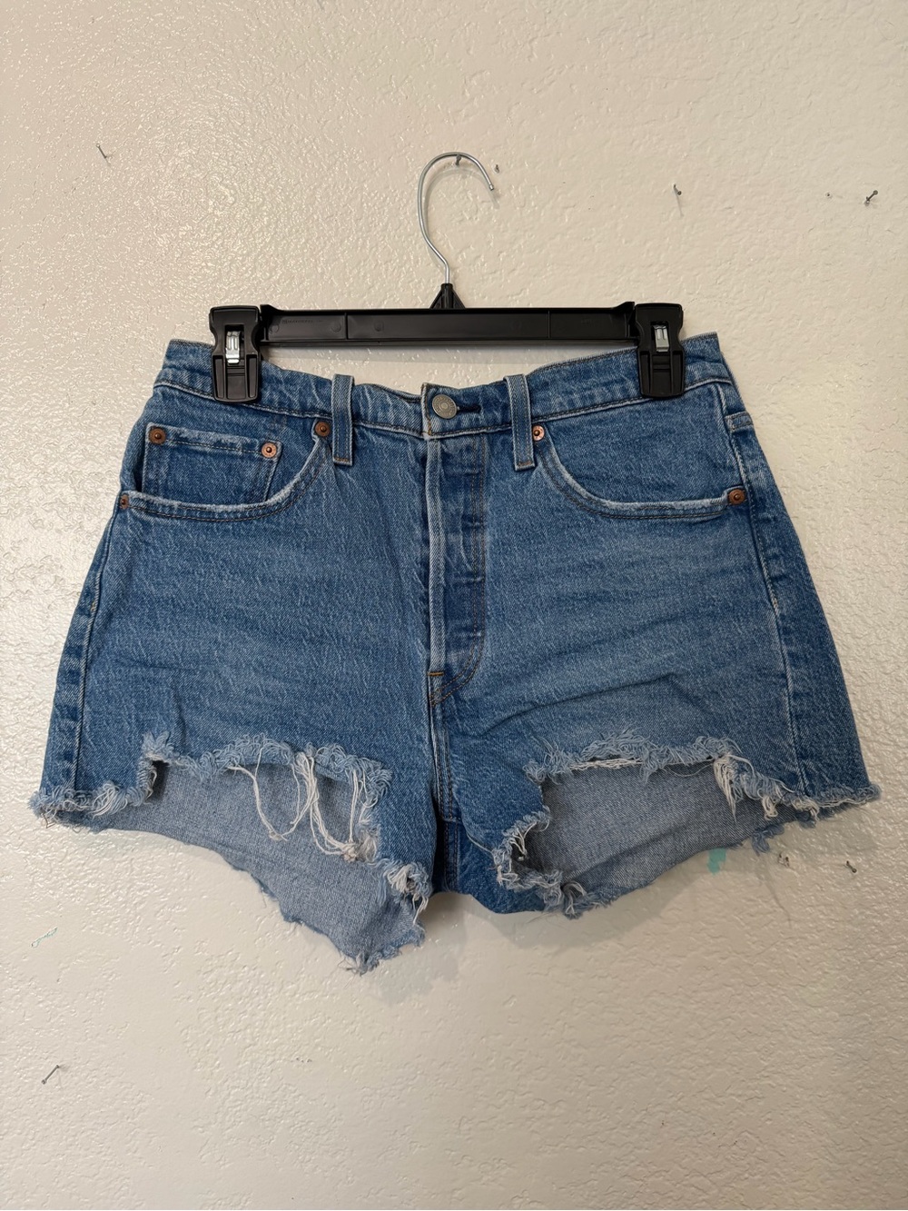 Denim Mid-Rise Distressed Women’s Shorts - Blue
